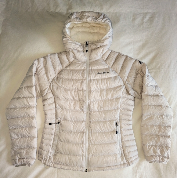 *EDDIE BAUER* First Ascent Stormdown 800 Down Jacket Beige WINDPROOF Medium - Picture 2 of 7